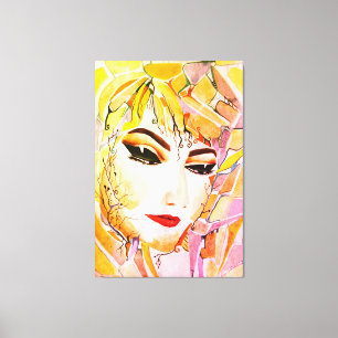 Emotive Abstrakte Frau - Portrait "Goldene Tränen" Leinwanddruck