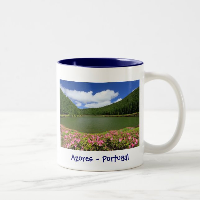Empadas - Azoren-Tasse Zweifarbige Tasse (Rechts)