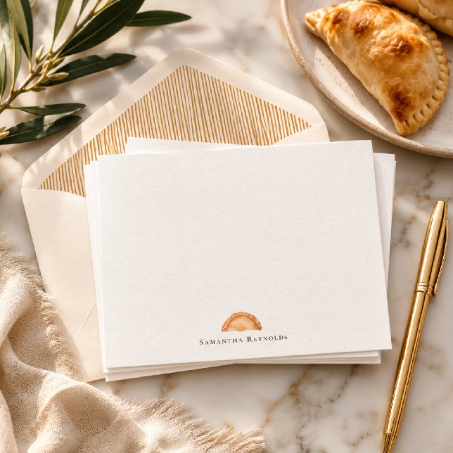 Empanada-Monogramm | Personalisierte flache Notizk Mitteilungskarte (Von Creator hochgeladen)