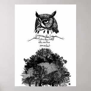 Empath Owl Weisheit einführen illustriertes Tinten Poster