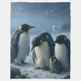 Emperor, penguin family and chick Arctic snowf fal Fleecedecke
