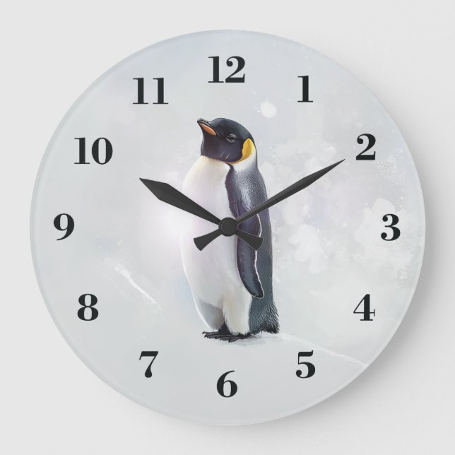 Emperor Penguin Große Wanduhr (Vorderseite)