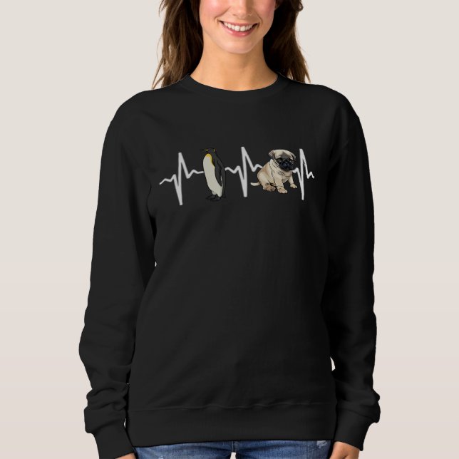 Emperor Penguin Pug Heartbeat Dog Sweatshirt (Vorderseite)