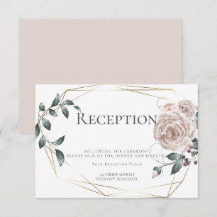 Empfang Aquarellfarbene Rose Floral Gold Begleitkarte