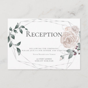 Empfang   Aquarellfarbener Rose Blumensilber Begleitkarte