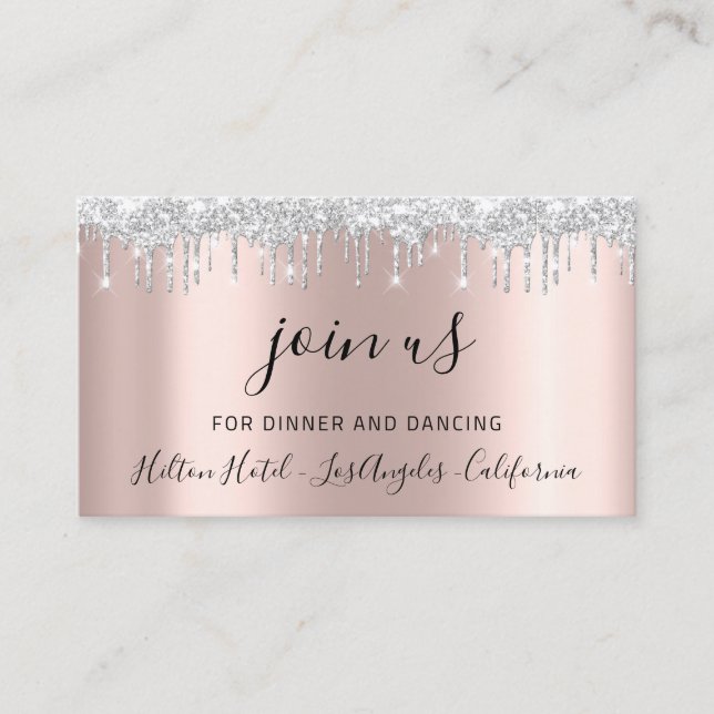 Empfang Card Hochzeiten Brautparty Rose Tropfen Visitenkarte (Vorderseite)