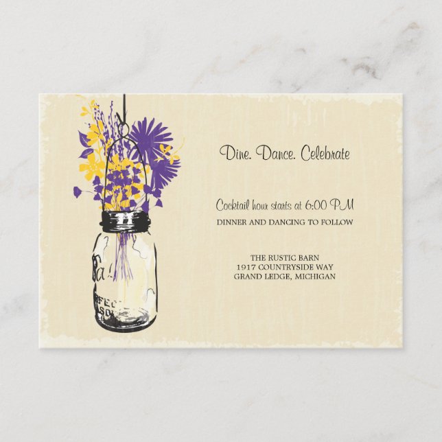 Empfang Card Mason Jar und Firefreflies Begleitkarte (Vorderseite)