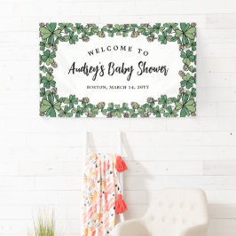 Empfang der neutralen Baby-Dusche mit weißen Kleid Banner