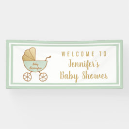 Empfang der Retro Carriage Mint Green Baby Dusche Banner
