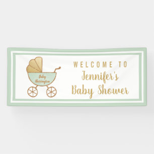 Empfang der Retro Carriage Mint Green Baby Dusche Banner