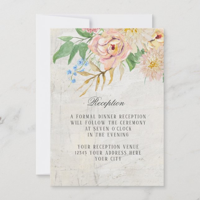 Empfang Einfach Moderne Marbella Vintage Blumenkun Einladung (Vorderseite)