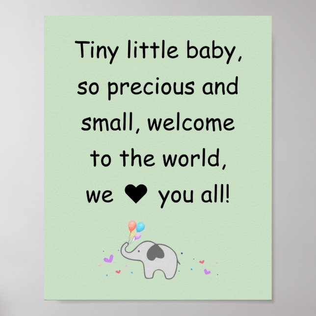 Empfang, Elefant, Wanddekoration zum Kinderzimmer Poster (Vorne)