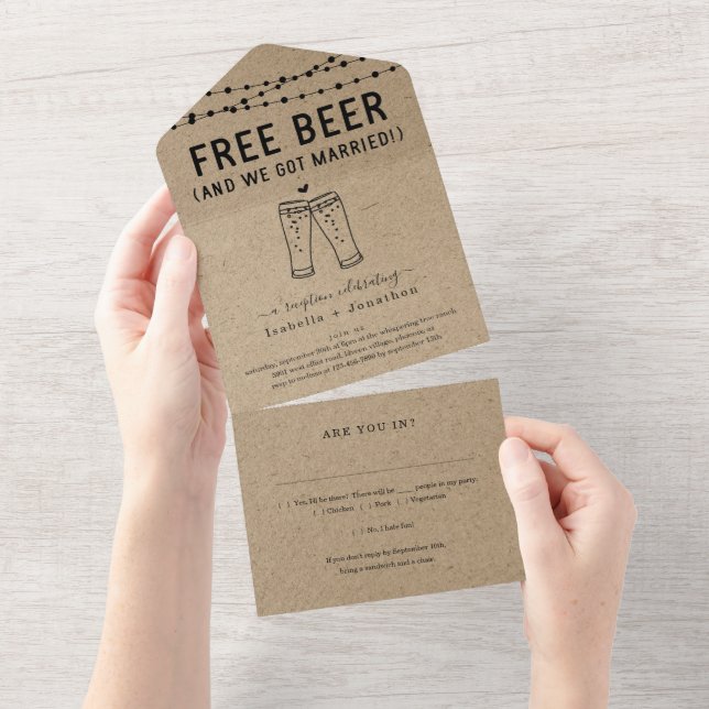 Empfang "Funny Free Beer" nur mit UAWG & Registrie All In One Einladung (Abreißen)