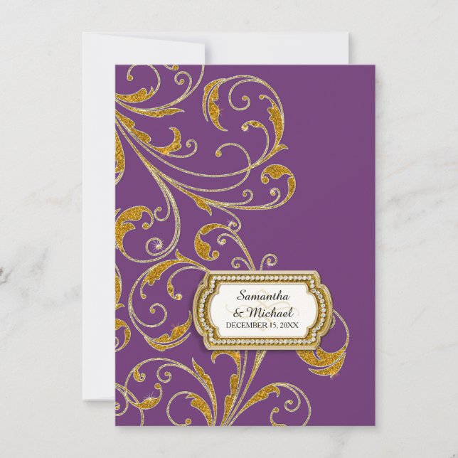 Empfang Glam Old Hollywood Regency Black Krawatte Einladung (Vorderseite)