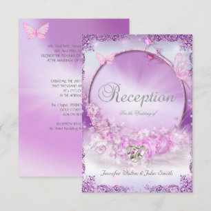 Empfang Hochzeit Rosa Flieder Ringe Schmetterling Einladung