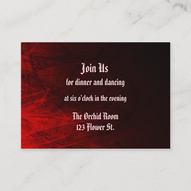 Empfang-Karten der gotischen Rose Begleitkarte (Vorderseite)