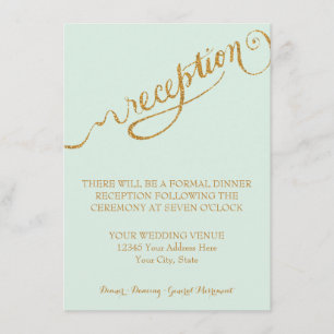 Empfang Mint Script Forever in Liebe Gold Glitzer Begleitkarte