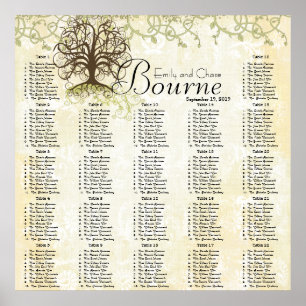 Empfang mit braunem und grünem Swirl Poster