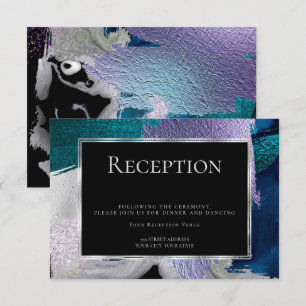 Empfang   Moderne Imitate Metallisches Aquamarines Einladung