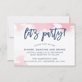 EMPFANG niedlich handbuchstabiert Marineblau Rosa Einladung