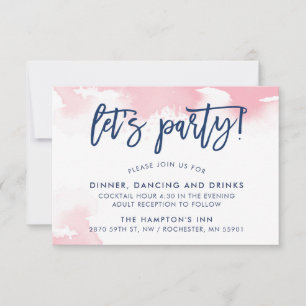 EMPFANG niedlich handbuchstabiert Marineblau Rosa Einladung