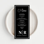 Empfang oder Abendessen für die Verlobung Menükarte<br><div class="desc">Das Schwarz-Weiß-Empfang- oder Verlobung-Dinner-Menü, das den Inbegriff zeitloser Eleganz und personalisierter Eleganz für Ihr ganz besonderes Fest darstellt, stellt Ihnen vor. Die mit viel Liebe zum Detail gestalteten Speisekarten heben Ihr Empfang- oder Verlobung-Dinner mit seinem eleganten Schwarz-Weiß-Design hervor und schaffen ein elegantes Ambiente, das alle Dekostile ergänzt. Persönlich gestalten Sie...</div>