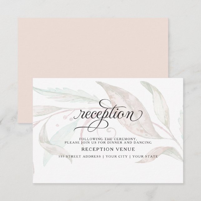 EMPFANG | Pastel Watercolor Wispy Foliage Einladung (Vorne/Hinten)
