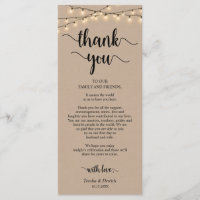 Empfang Platzierung Danke, Kraft Cards