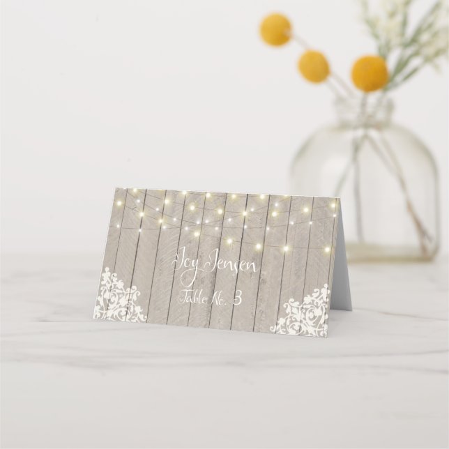 Empfang-Platzkarte für Soft Wood Look Platzkarte (Vorderseite)