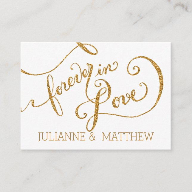 Empfang Platzkarten Script Forever Love Glitzer (Vorderseite)
