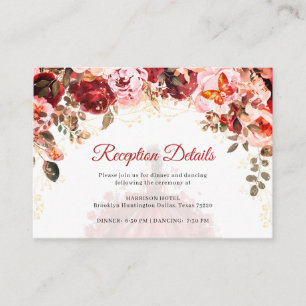 Empfang "Scarlet Floral Quinceñera" Details Begleitkarte