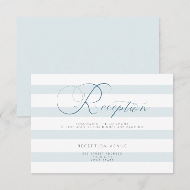 Empfang - Selten blauer Streifen Einladung (Vorne/Hinten)