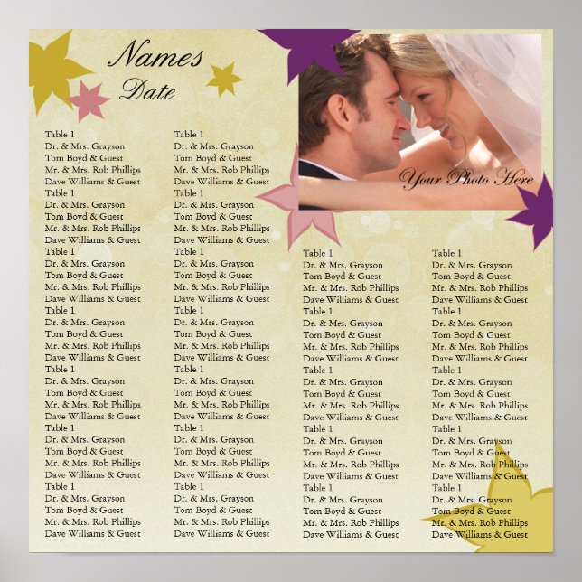 Empfang-Sitzdiagramm mit Ihrem Foto Poster (Vorne)