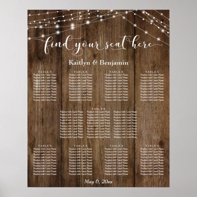 Empfang-Sitzplan für kundenspezifische Beleuchtung Poster (Vorne)