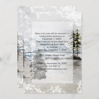Empfang Snow Lake Fir Pine Trees Nur Hochzeit Einladung