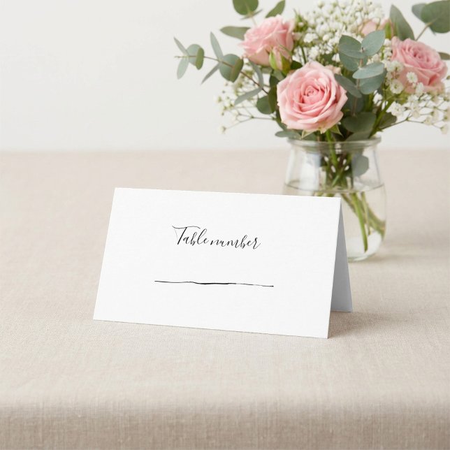 Empfang Tischnummer Platzkarte im Schwarzweißstil (Black ink style reception table number place card.)