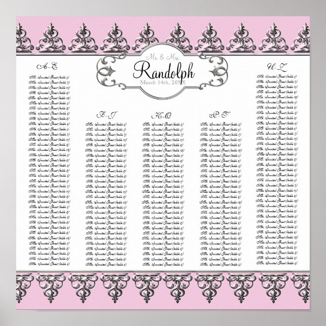 Empfang Tischplatte Barockschräge Silber Poster (Vorne)