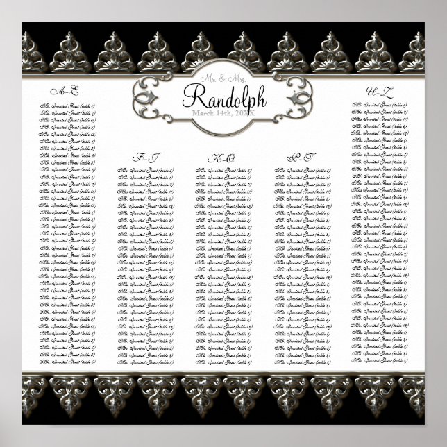 Empfang Tischplatte Barockschräge Silber Poster (Vorne)