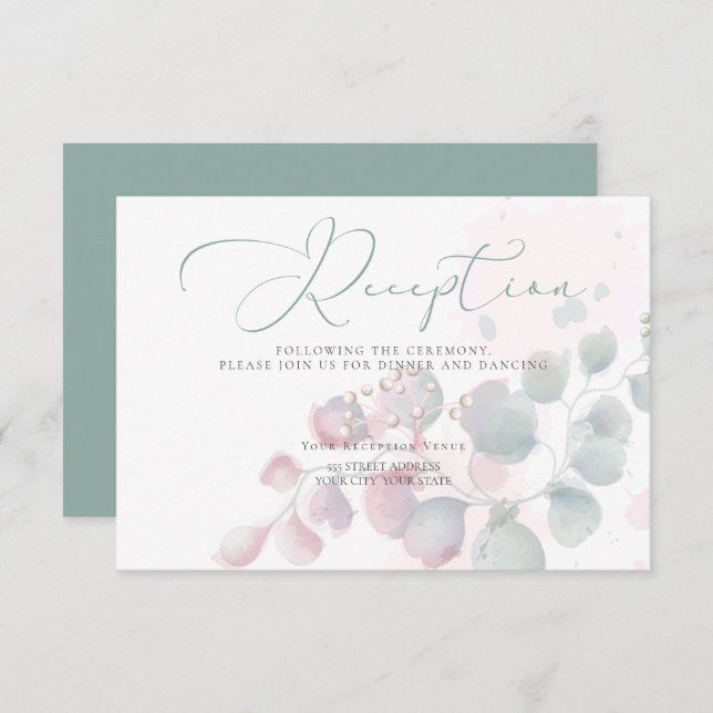 EMPFANG | Trendy Watercolor Eucalyptus Foliage Einladung (Vorne/Hinten)