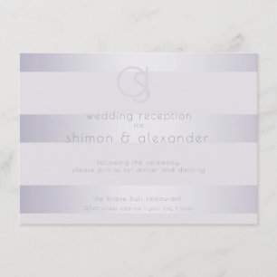 Empfang   Violet Silber Shimmer Strip Monogram2 Begleitkarte