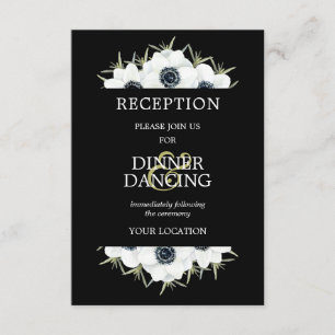 Empfang von Anemone Black and White Floral Begleitkarte