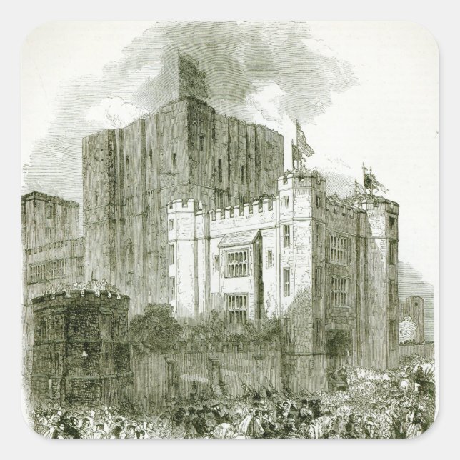 Empfang von Königin Elizabeth in Kenilworth Quadratischer Aufkleber (Vorderseite)