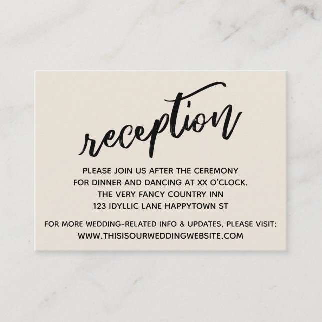 Empfang von lässigen Handschriften Begleitkarte (Vorderseite)