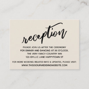 Empfang von lässigen Handschriften Begleitkarte