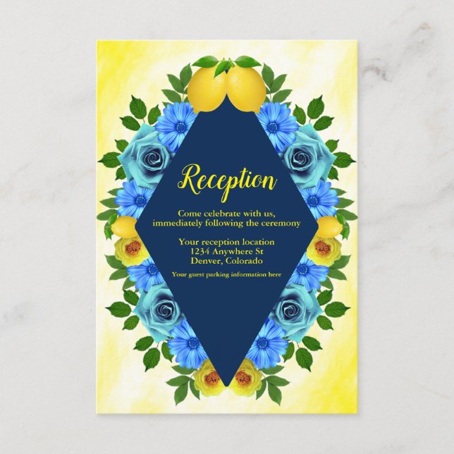 Empfang von Sunny Lemon Floral Begleitkarte (Vorderseite)