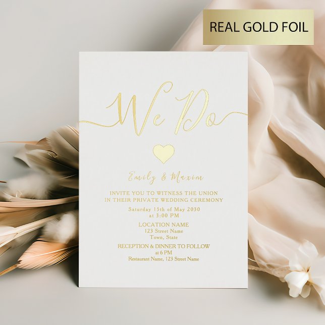 Empfang von White and Gold Hochzeiten Folieneinladung (Von Creator hochgeladen)
