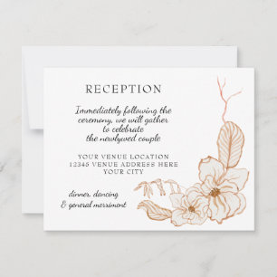 Empfang Watercolor Terra Cotta Pink Leaf Blüte RSVP Karte