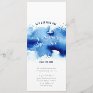 EMPFANG WEDDING MENU Aquarell dunkelblau Menükarte
