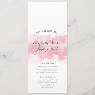 EMPFANG WEDDING MENU Aquarellfarbe Rosa grau Menükarte