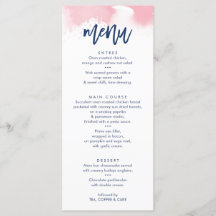 EMPFANG WEDDING MENU niedliche Marine rosa Aquarel